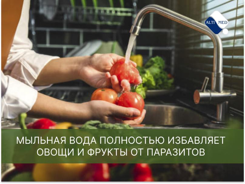 Миф №10. Мыльная вода полностью избавляет овощи и фрукты от паразитов